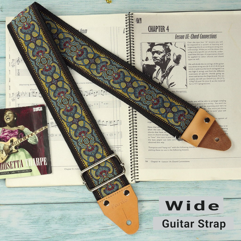 wide hippie guitar strap Pardo model Blue Lake