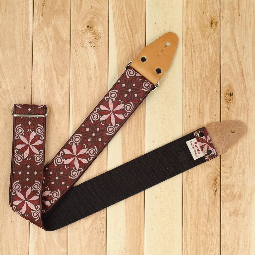 woven guitar strap Jacquard Red stars