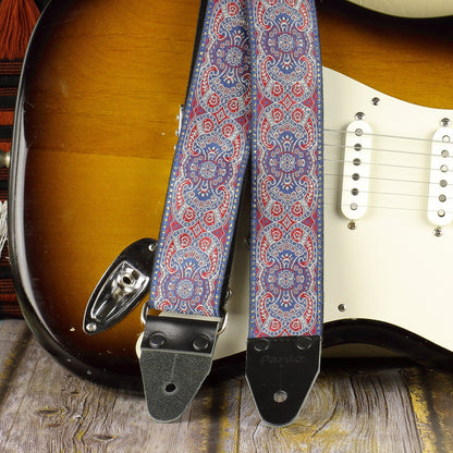 Woven guitar strap psychedelic pattern Blue Efrit