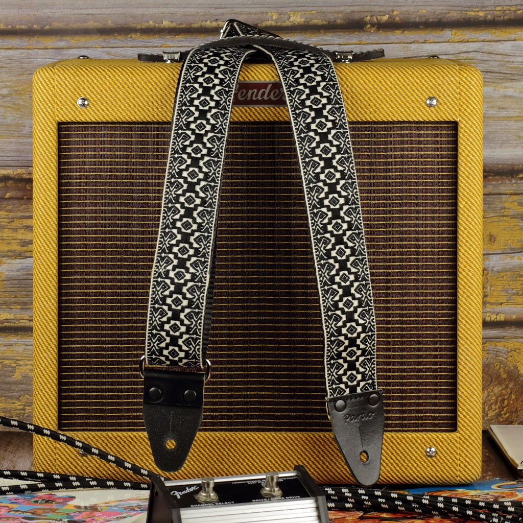Aboriginal guitar strap embroidered