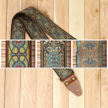 Blue Garden guitar strap featured alongside a collage showing the three Azure Rhapsody designs: Blue Lake, Blue Garden and Blusie.