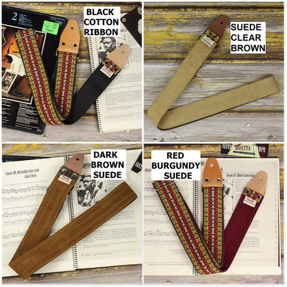 backing materials and colors available, customize your guitar strap