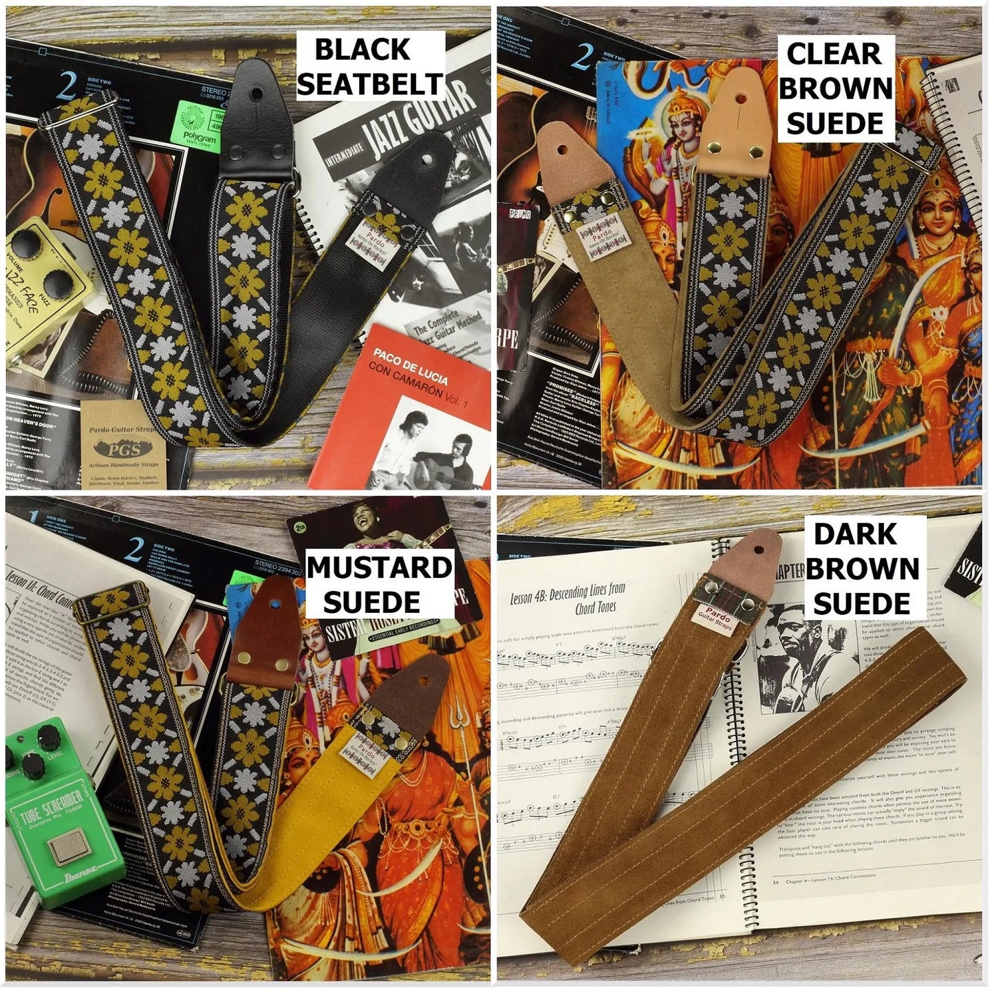 Backing options available for customize the backing part of the Rooftop guitar strap