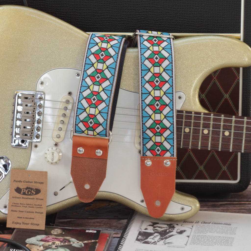 Blue Stockholm guitar strap Hippie Page