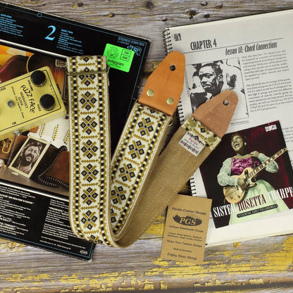 guitar strap brown cream model Pueblo -Pardo Guitar Straps