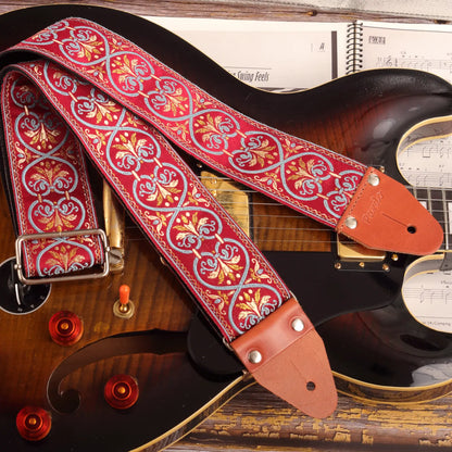 Strap in use with a heavy Gibson 335 electric guitar, showcasing comfort