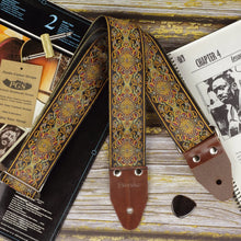Earth gold psychedelic jacquard guitar strap  long version - Old School XL Series