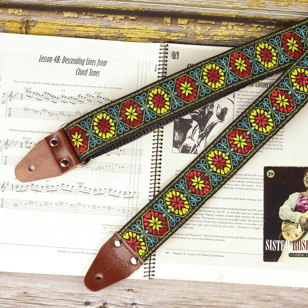 Floral hippie guitar strap model Big Flow