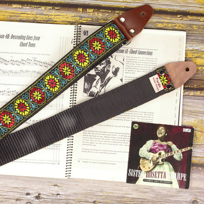 Floral seatbelt guitar strap model Big Flow