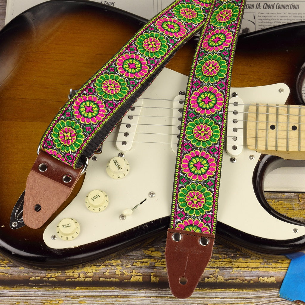flower guitar strap with guitar model May - Pardo Guitar Straps