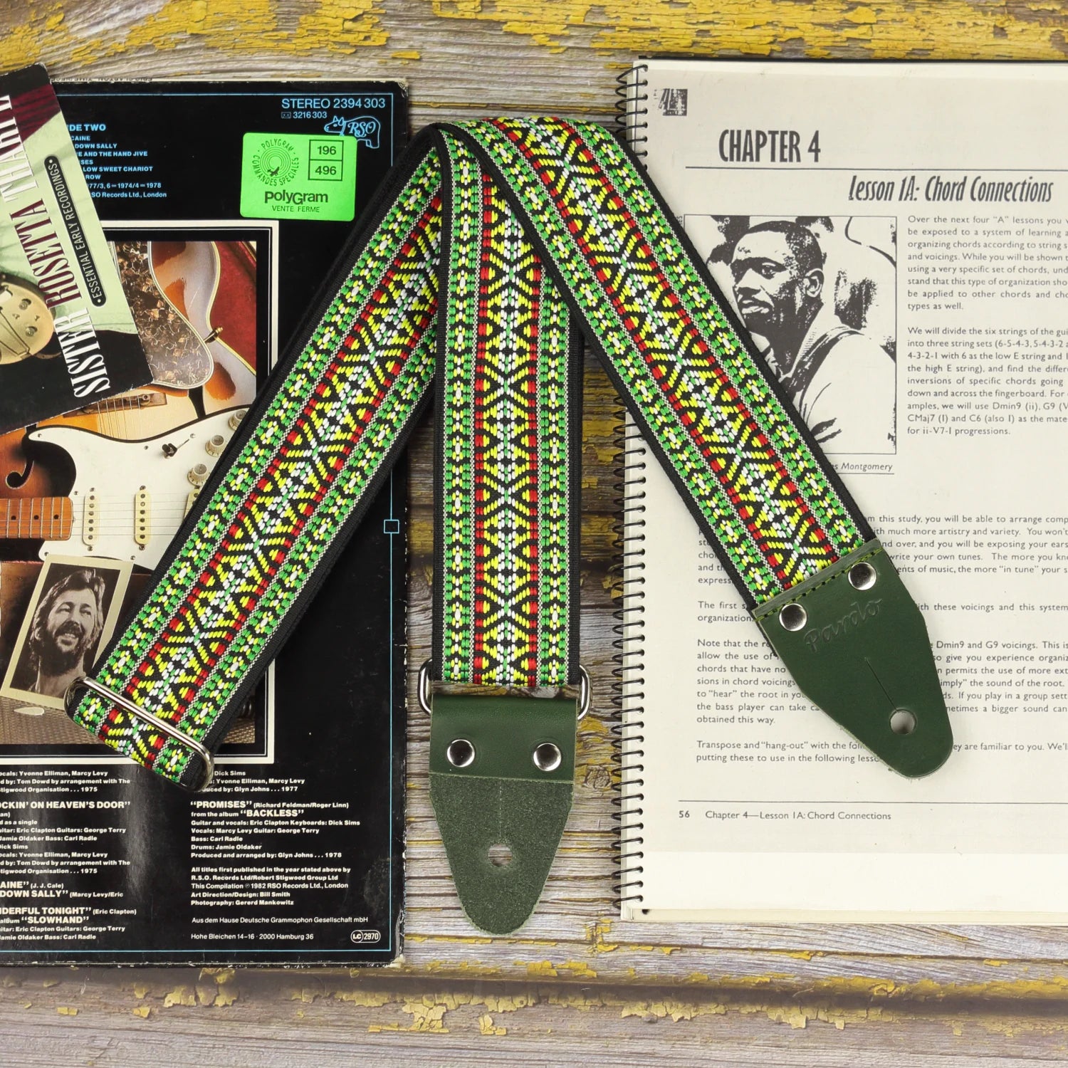 Forest Folk jacquard long guitar strap with vintage folk pattern XL Series