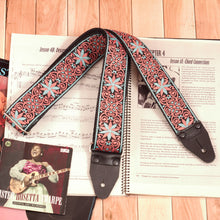 guitar strap with stars - woven jacquard fabric