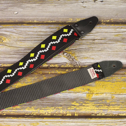 George Harrison guitar strap with customizable backing, featuring the black seatbelt material option