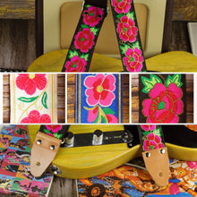 Red Roses guitar strap featured alongside a collage showing the three available Grand Petal designs.