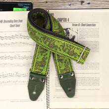 Green Elephants Guitar Strap- front view