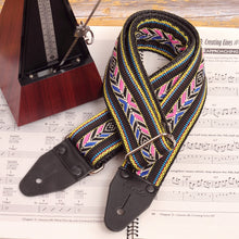 A close-up of the front section, highlighting the woven jacquard fabric and intricate Native-inspired design details