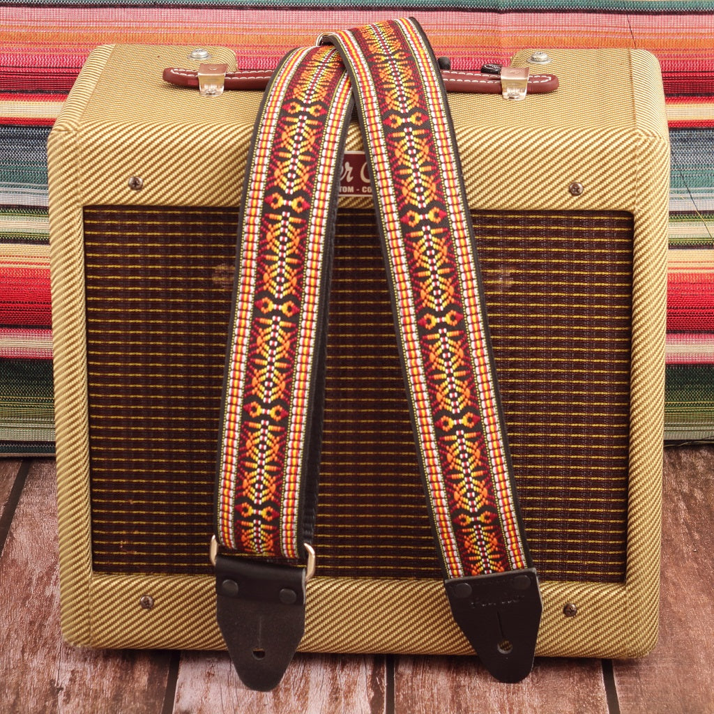 Guitar strap with psychedelic pattern inspired by 60s aesthetics - Bob Marley style