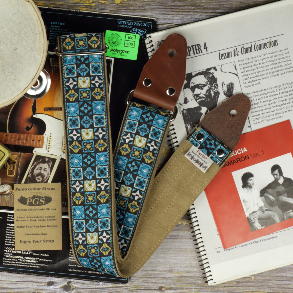 guitar strap blue Woodstock