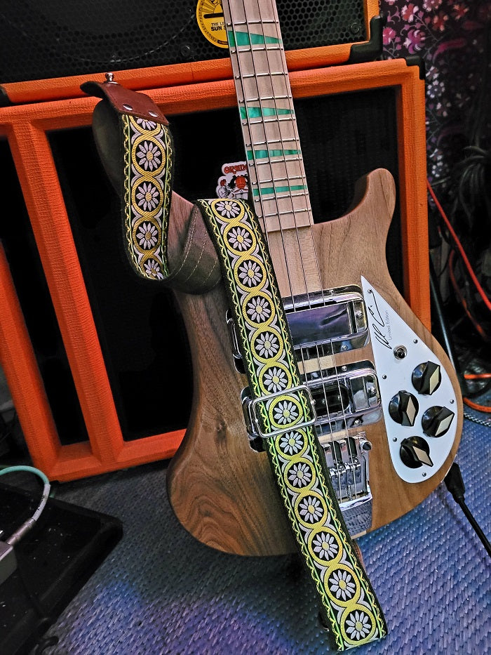 guitar straps handcrafted for musicians and guitarists - hippie pattern
