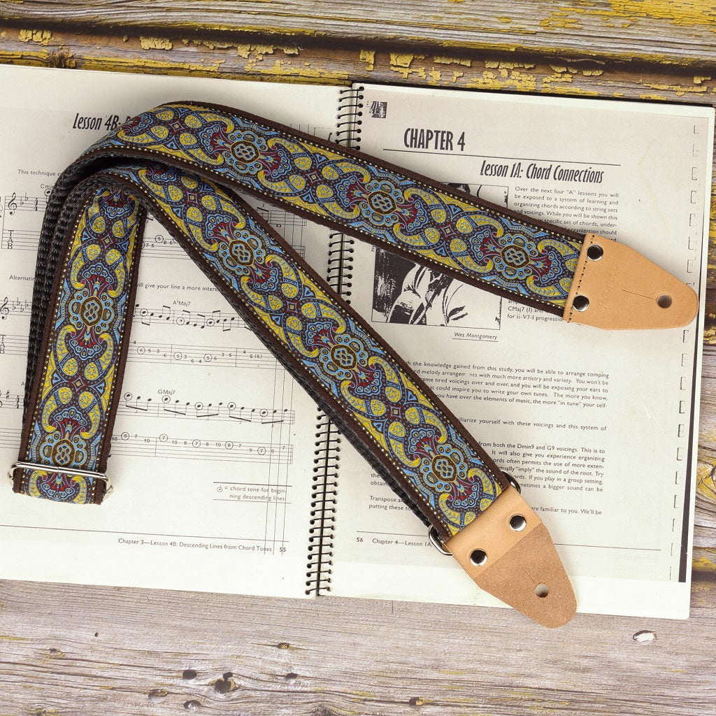 Hippie guitar strap model Blue Garden