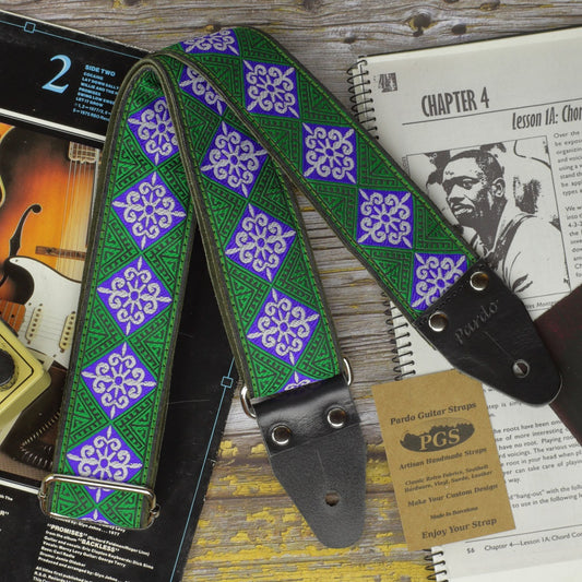 Hippie strap for guitar strap and bass Pardo model Green Cross