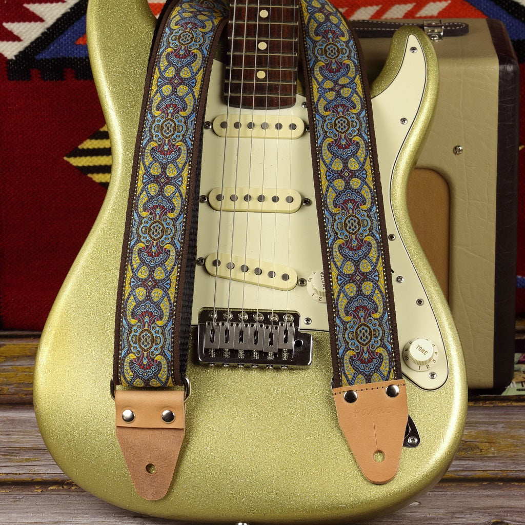 hippy guitar strap model Blue Garden