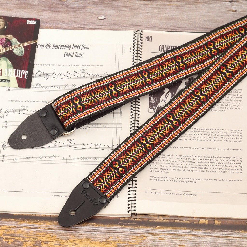 Red and Black guitar strap  bob marley replica