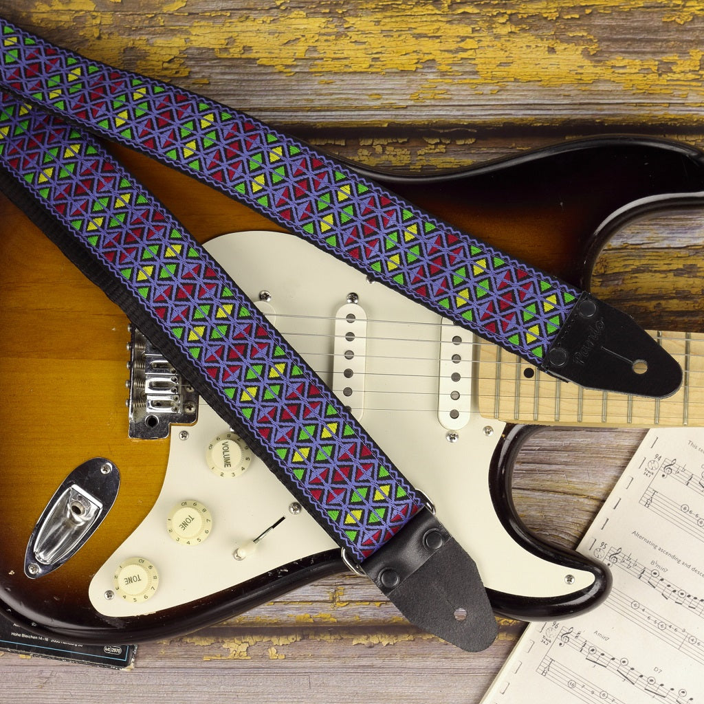 Iconic Blue Ace style guitar strap worn by Eric Johnson