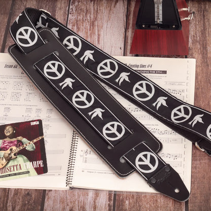 Neil Young Guitar Strap shown with the optional 4-inch guitar strap pad for extra comfort