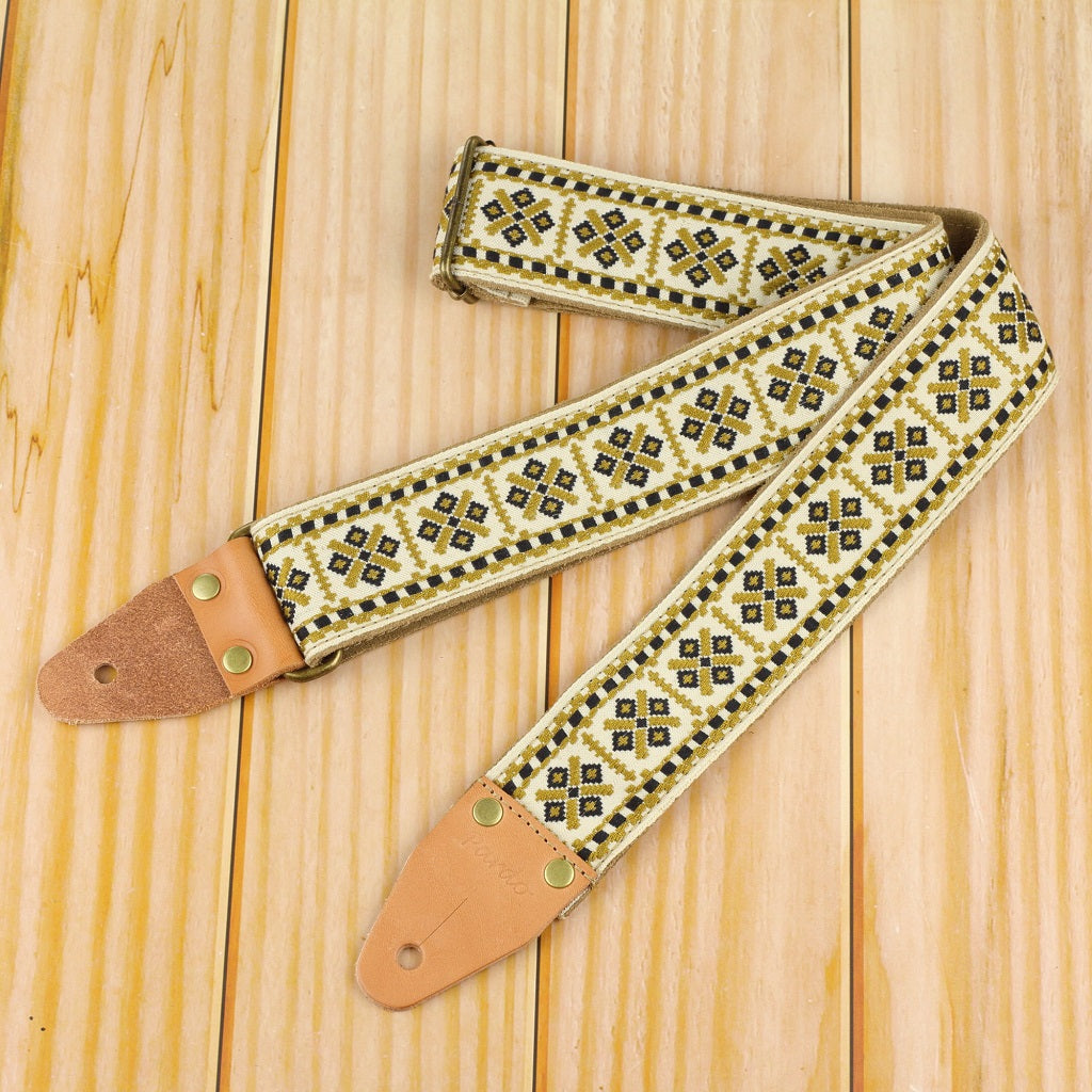 orrganic desert-shapes adjustable guitar strap model Pueblo -Pardo Guitar Straps