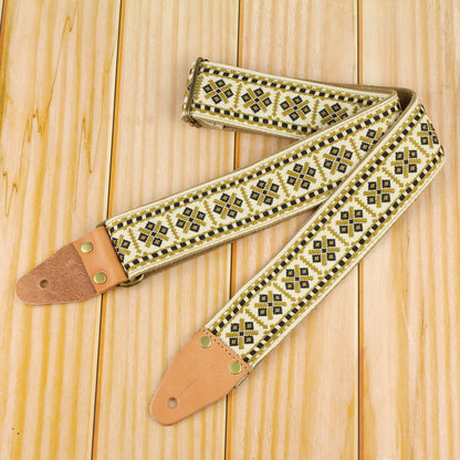 orrganic desert-shapes adjustable guitar strap model Pueblo -Pardo Guitar Straps
