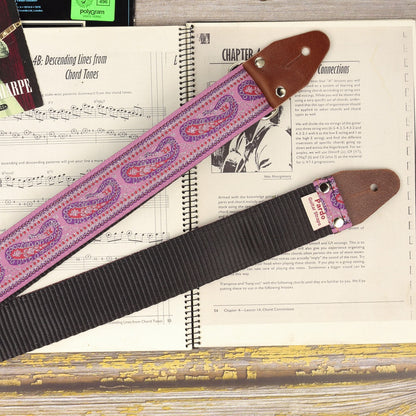 Artisan Guitar Strap – Made in Spain with Retro Flair - Backing materials at your choice - Seatbelt Strap 