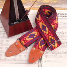 Premium handmade Red Chief guitar strap with tribal motif - Perfect gift for professional guitarists and musicians