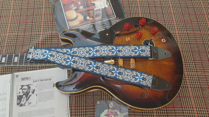 Psychedelic guitar strap hippie model Blue Stars - Pardo Guitar Straps