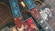 Blue hippie guitar strap embroidered model Blue Pheasanr - Pardo Guitar Straps
