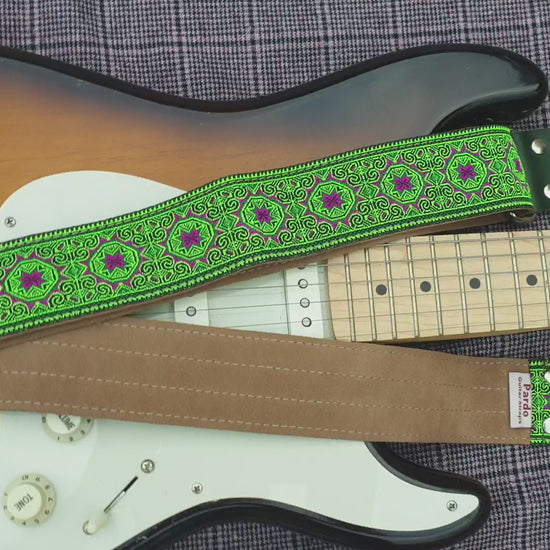 Green Wave guitar strap - Pardo Guitar Straps