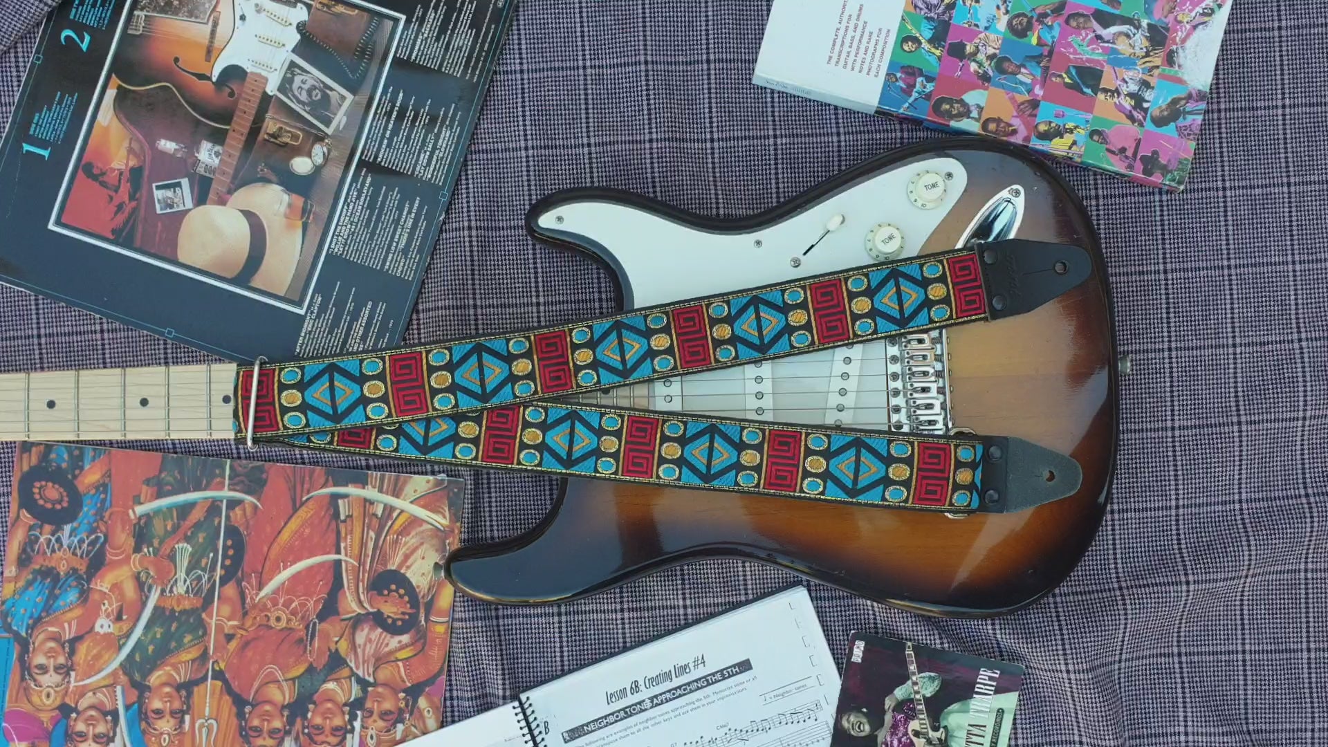 aztec guitar strap  pattern ethnic - Pardo Guitar Straps 