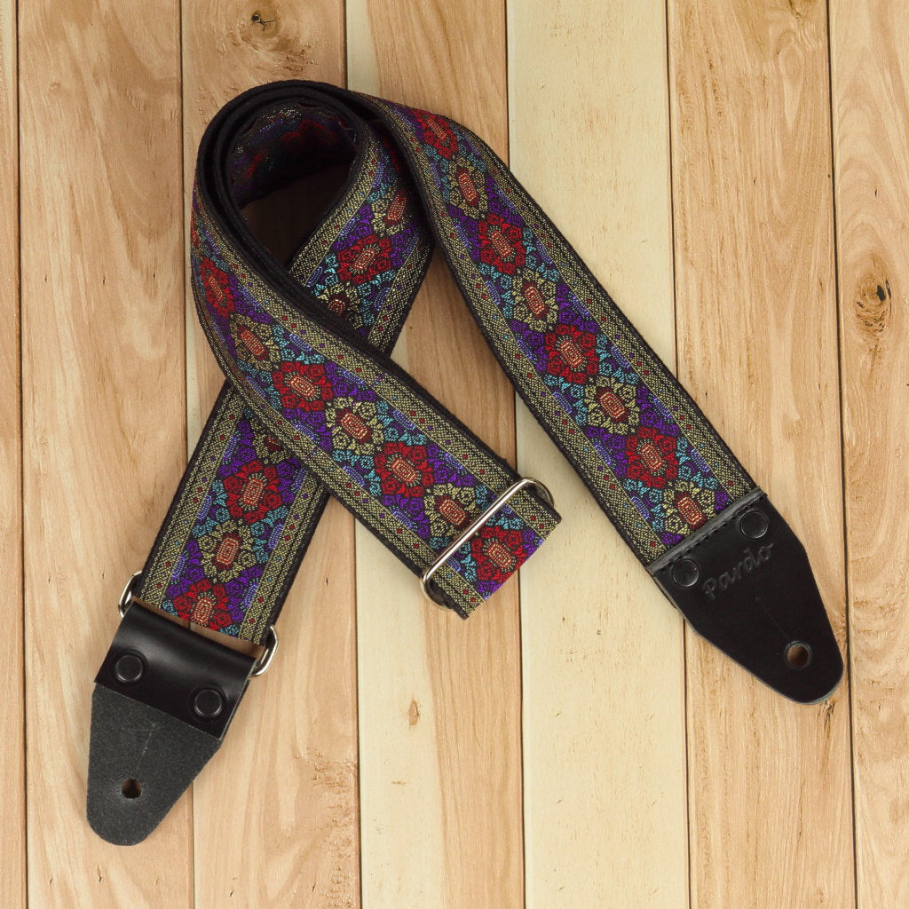 psychedelic guitar strap lila