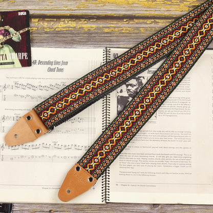 Psychedelic style red guitar strap Bob Marley