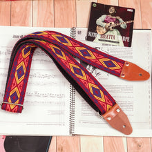 Handmade Red Chief Indigenous guitar strap with tribal pattern