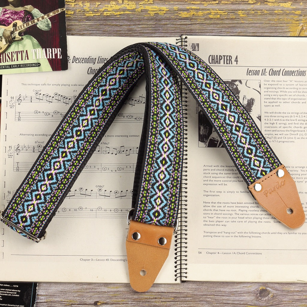 Retro Bob Marley Guitar strap Blue
