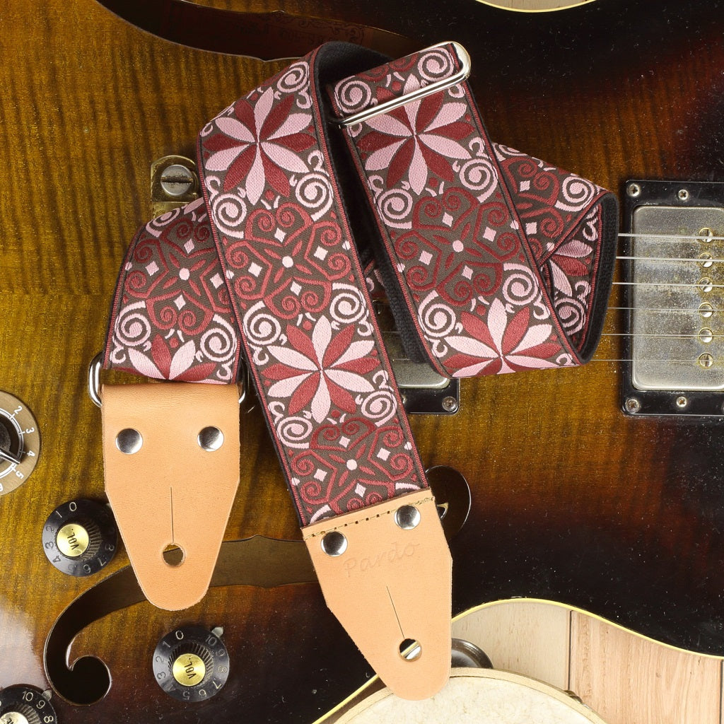 Sixties guitar strap red stars