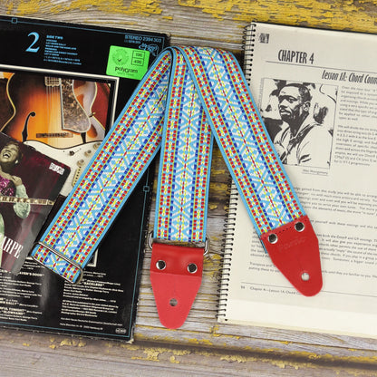 Sky Folk jacquard long guitar strap with vintage woven geometric pattern XL Series