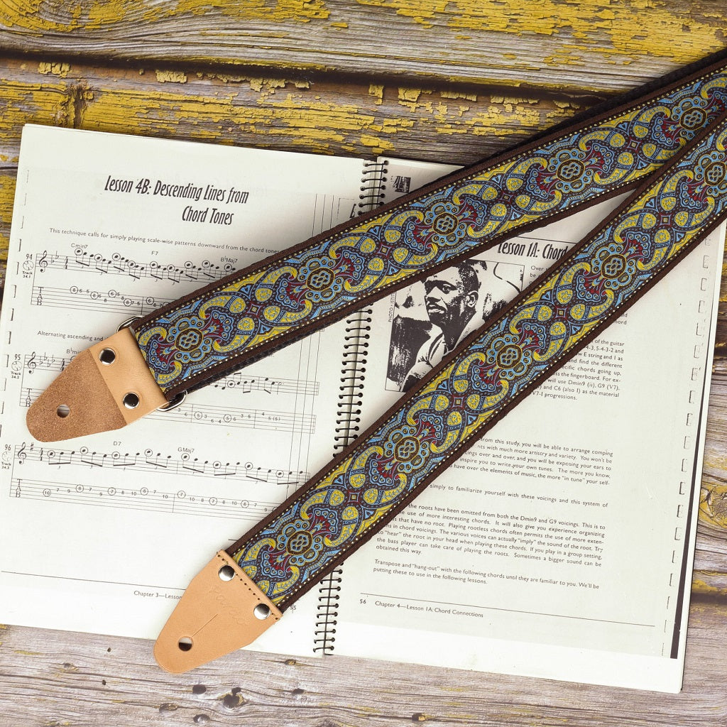 Trippy guitar strap Blue Garden