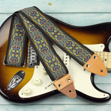 wide backing seatbelt guitar strap model blue Lake - Pardo Guitar Straps